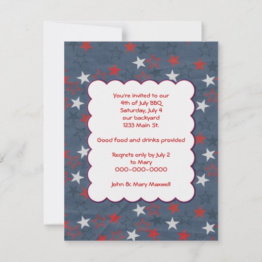 4 juli Patriottische BBQ Party Kaart (Achterkant)