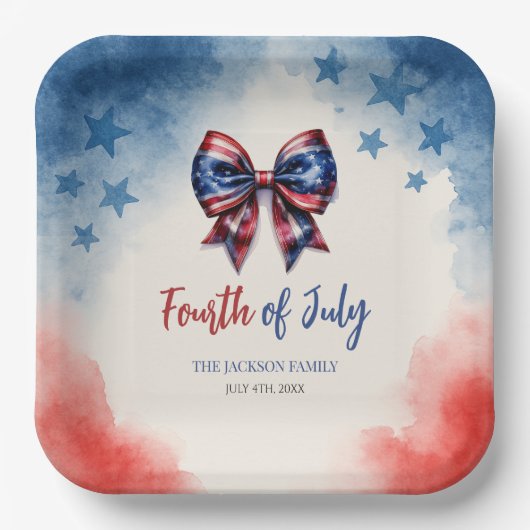 4 juli Patriottische BBQ Party Papieren Bordje (Voorkant)