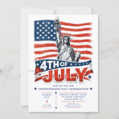 4 juli patriottische BBQ-uitnodiging Kaart (Voorkant)