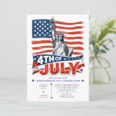4 juli patriottische BBQ-uitnodiging Kaart (Staand voorkant)