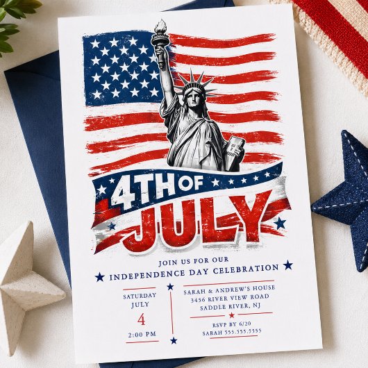 4 juli patriottische BBQ-uitnodiging Kaart