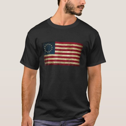 4 juli Patriottische Betsy Ross strijd vlag t shi T-shirt (Voorkant)