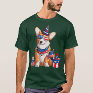 4 juli patriottische Corgi-hond, grappige schattig T-shirt