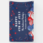 4 juli Patriottische Custom Name Party Spandoek (Verticaal)