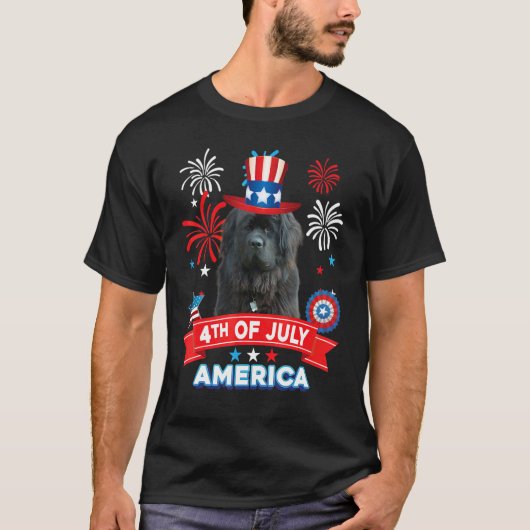 4 juli patriottische dag Newfoundland Dog Indepen T-shirt (Voorkant)