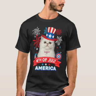 4 juli patriottische dag Perzische kat onafhankeli T-shirt