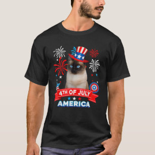4 juli Patriottische Dag Siamese Kat Onafhankelijk T-shirt