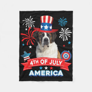 4 juli Patriottische Dag St. Bernard Hond Independ Fleece Deken