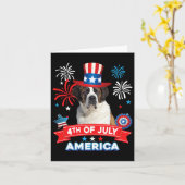 4 juli Patriottische Dag St. Bernard Hond Independ Kaart (Gele Bloem)