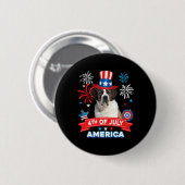 4 juli Patriottische Dag St. Bernard Hond Independ Ronde Button 5,7 Cm (Voorkant /achterkant)