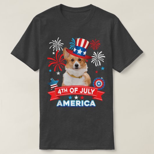 4 juli patriottische dag Welsh Corgi Dog Independe T-shirt (Design voorkant)