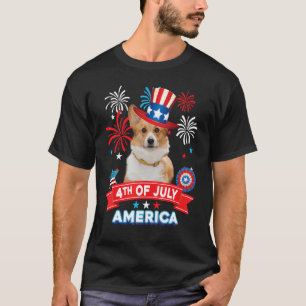 4 juli Patriottische Dag Welsh Corgi Hond Onafhank T-shirt