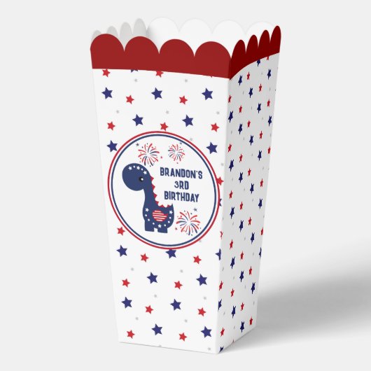 4 juli Patriottische Dinosaurus Jongen Verjaardag Bedankdoosjes (Voorkant)