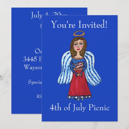 4 juli Patriottische Engel USA Vlag Kaart (Voorkant / Achterkant)