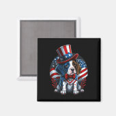 4 juli Patriottische Engels Pointer Dog Amerikaans Magneet (Voorkant / Achterkant)