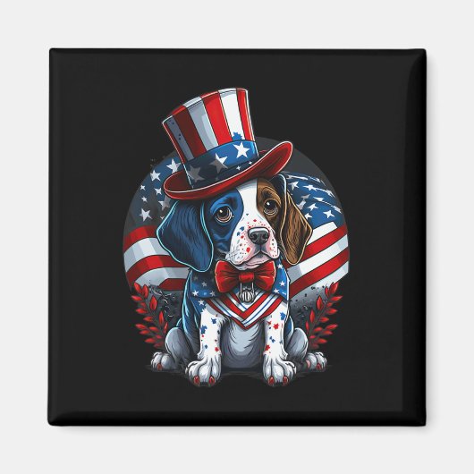 4 juli Patriottische Engels Pointer Dog Amerikaans Magneet (Voorkant)