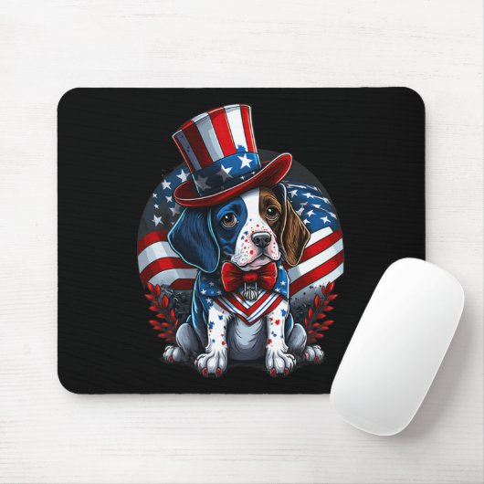 4 juli Patriottische Engels Pointer Dog Amerikaans Muismat (Met muis)