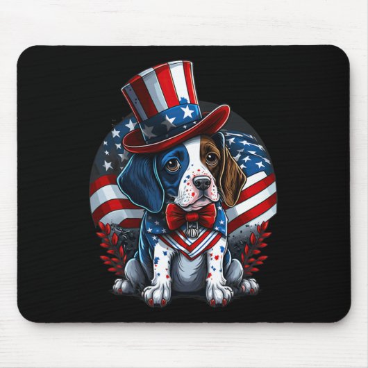 4 juli Patriottische Engels Pointer Dog Amerikaans Muismat (Voorkant)