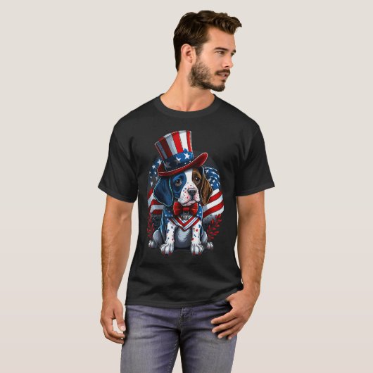4 juli Patriottische Engels Pointer Dog Amerikaans T-shirt (Voorkant volledig)
