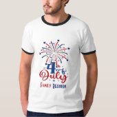 4 juli Patriottische Familie Reünie Retro Rood Bla T-shirt (Voorkant)