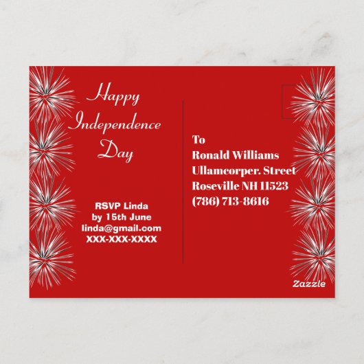 4 juli Patriottische Firecracker Party Bash Uitnod Briefkaart (Achterkant)