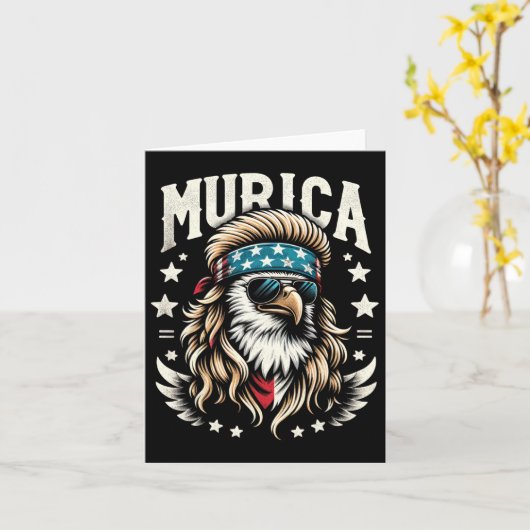 4 juli Patriottische Funny Eagle 4 juli Verenigde  Kaart (Gele Bloem)