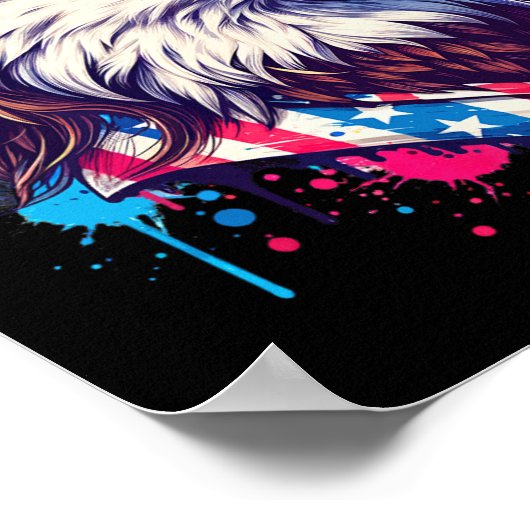 4 juli Patriottische Funny Eagle 4 juli Verenigde  Poster (Hoek)