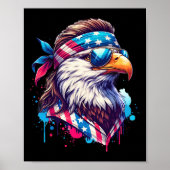4 juli Patriottische Funny Eagle 4 juli Verenigde  Poster (Voorkant)