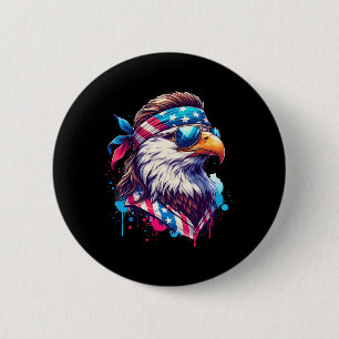4 juli Patriottische Funny Eagle 4 juli Verenigde Ronde Button 5,7 Cm