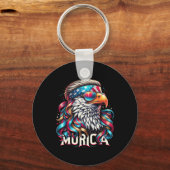 4 juli Patriottische Funny Eagle 4 juli Verenigde Sleutelhanger (Voorkant)