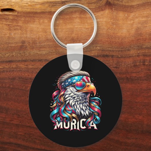 4 juli Patriottische Funny Eagle 4 juli Verenigde Sleutelhanger (Voorkant)
