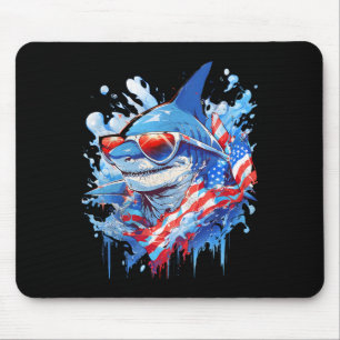 4 juli Patriottische Funny Shark Sungles Onafhanke Muismat