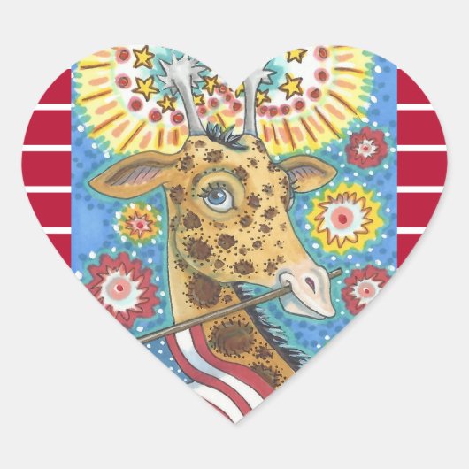 4 JULI PATRIOTTISCHE GIRAFFE STICKERS Hrt, Blad (Voorkant)