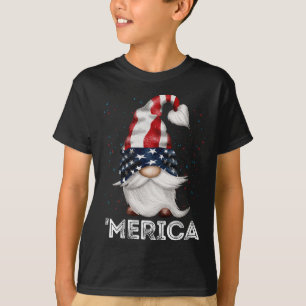4 juli Patriottische Gnome American Flag gekleurd T-shirt