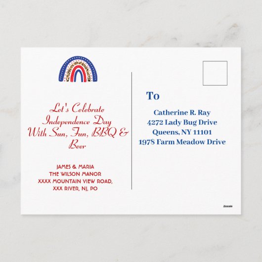 4 juli Patriottische Gnomen BBQ Uitnodiging Briefk (Achterkant)