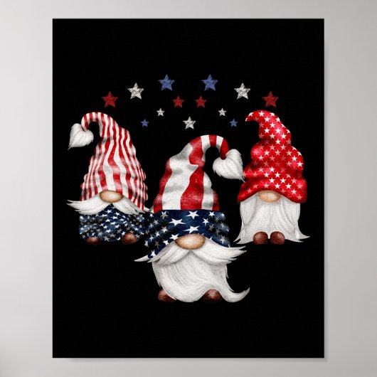 4 juli patriottische gnomen Funny Cute American U Poster (Voorkant)