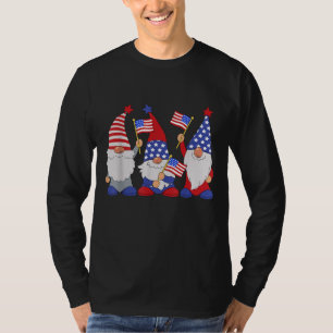 4 juli Patriottische Gnomen Grappige Amerikaanse V T-shirt