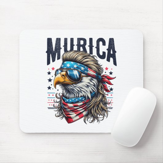 4 juli patriottische grappige adelaar 4 juli Ameri Muismat (Met muis)