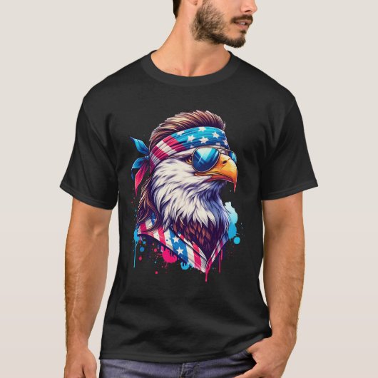 4 juli patriottische grappige adelaar 4 juli Ameri T-shirt (Voorkant)