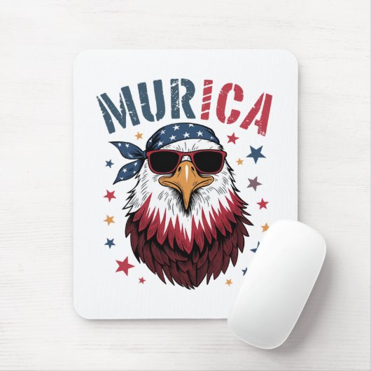 4 juli patriottische grappige adelaar VS Muismat (Met muis)