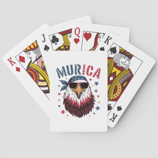 4 juli patriottische grappige adelaar VS Pokerkaarten (Achterkant)