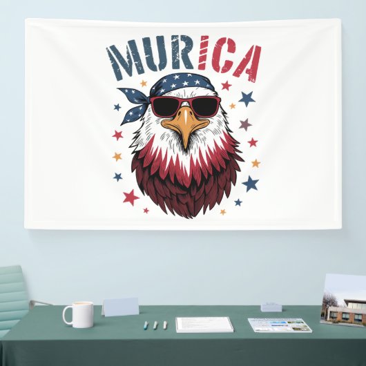 4 juli patriottische grappige adelaar VS Spandoek (Beurs)