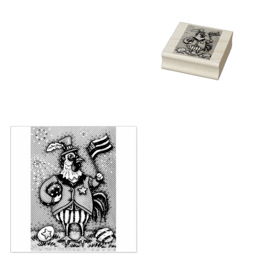 4 JULI PATRIOTTISCHE HAAN KIP RUBBER STEMPEL (Gestempeld)