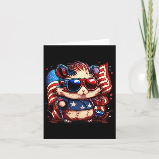 4 juli patriottische hamster Amerikaanse vlag Kaart (Voorkant)