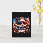 4 juli patriottische hamster Amerikaanse vlag Kaart (Gele Bloem)