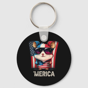 4 juli Patriottische hamster Merica Sleutelhanger