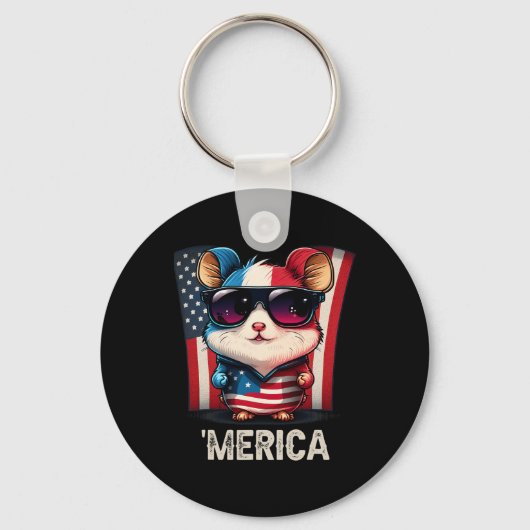 4 juli Patriottische hamster Merica Sleutelhanger (Voorkant)