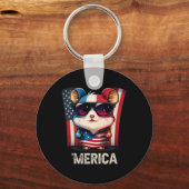4 juli Patriottische hamster Merica Sleutelhanger (Voorkant)