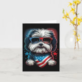 4 juli patriottische Havanese hond ons vlag Kaart (Gele Bloem)