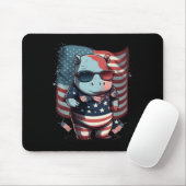 4 juli Patriottische Hippo Amerikaanse vlag Muismat (Met muis)